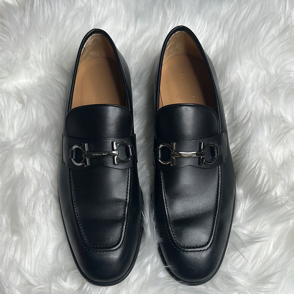 Salvatore Ferragamo Black Leather Men's Moccasin - Foster